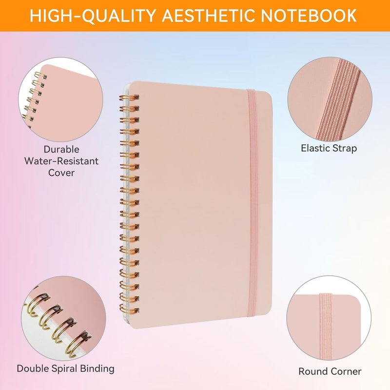 DMSVK 4 PCS Small Spiral Notebook 5x7, Spiral Journal Notebook, Notebooks for Work, Note Taking, School, Small Notebooks 5x7 with Strap, Cute Notebooks for Women 50 Sheets - Image 3